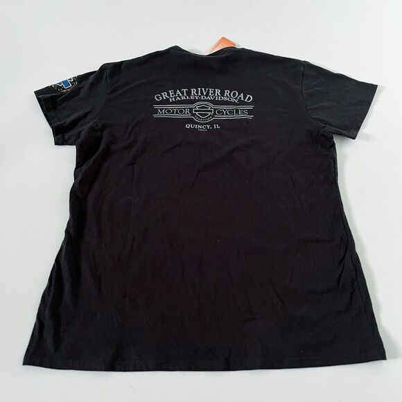 Harley-Davidson Motorcyles Womens XL US Marine Corps Black Graphic Tee Shirt Top - Picture 10 of 16